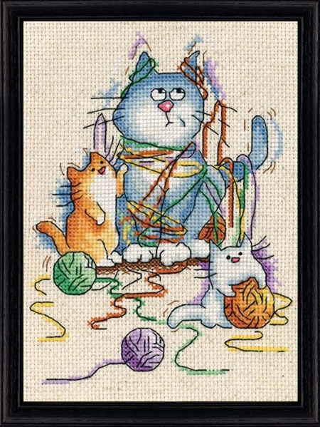 Yarn Cats Counted Cross Stitch Kit [DW2870] - $9.99 USD : Charting ...